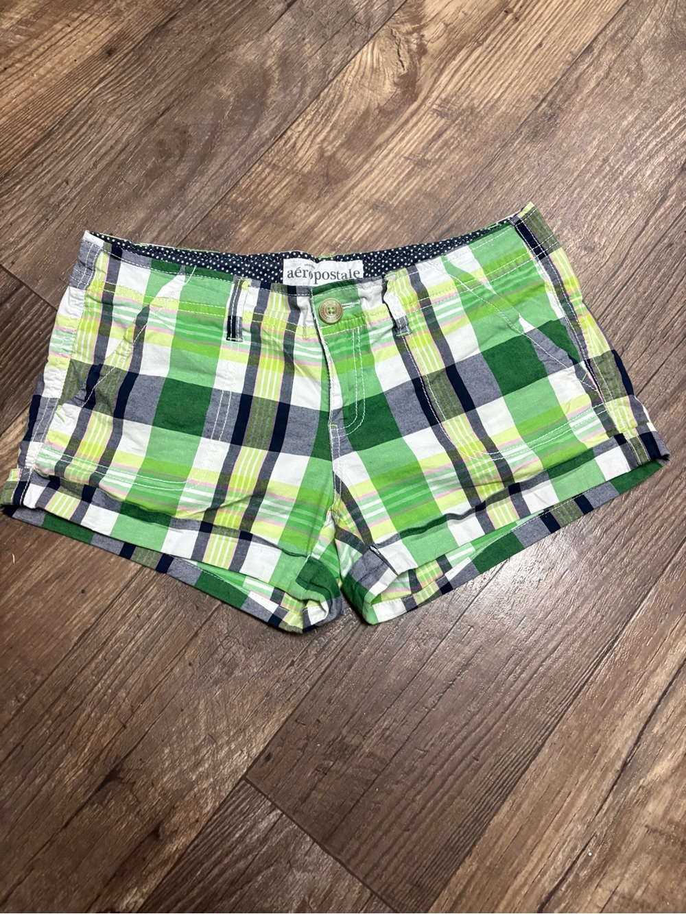 Aeropostale Green Plaid Women's Cotton Shorts